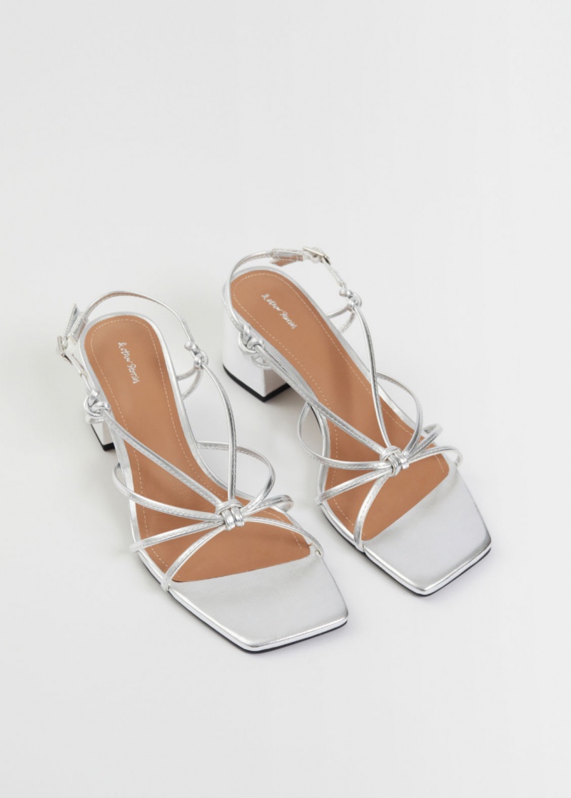 & Other Stories Cinturino Knotted Pelle Sandals Argento | NOS-SN114458