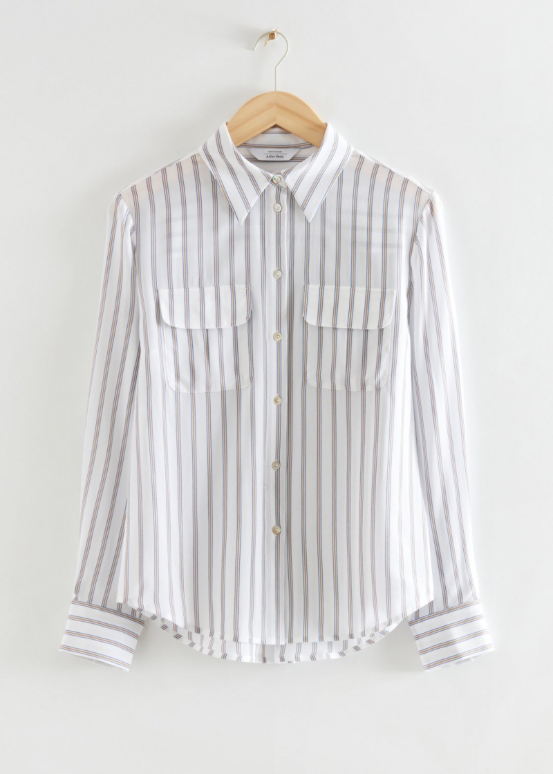 & Other Stories Classiche Mulberry Silk Shirt Bianche | NOS-SN113817