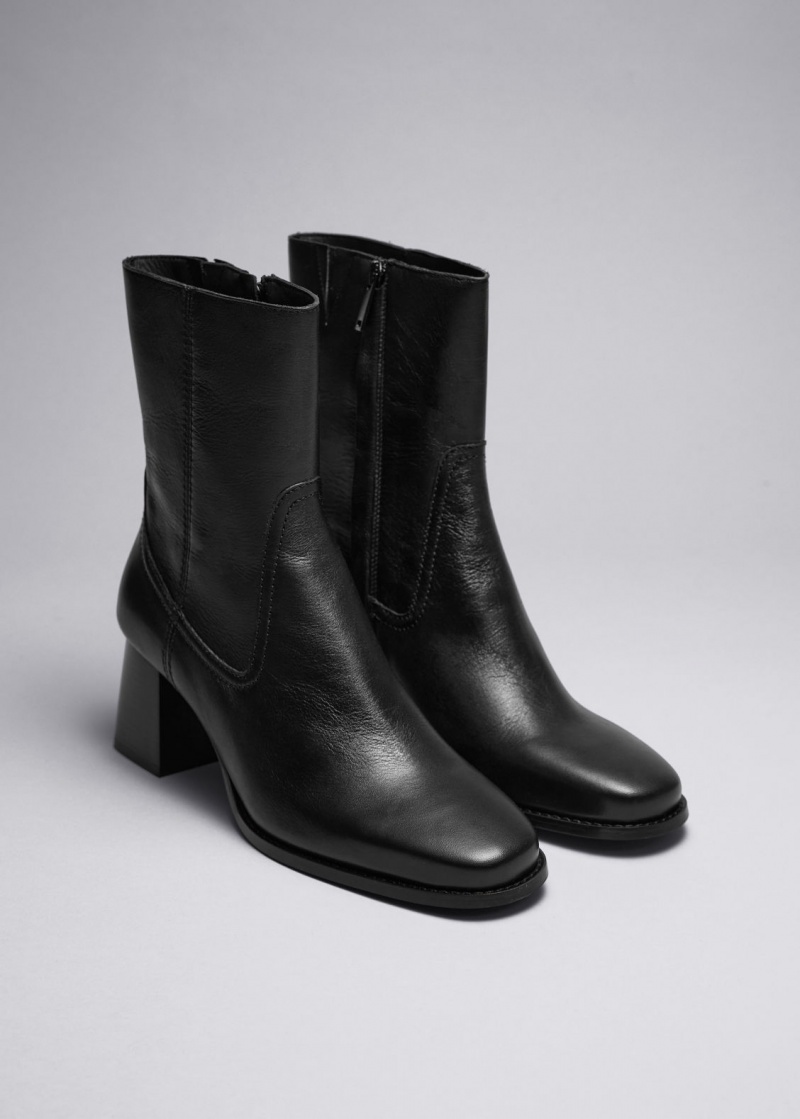 & Other Stories Classiche Pelle Ankle Boots Nere | NOS-SN114435