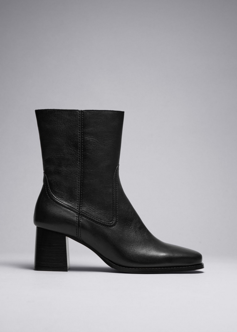 & Other Stories Classiche Pelle Ankle Boots Nere | NOS-SN114435