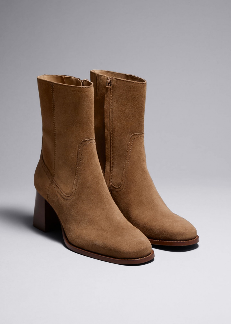 & Other Stories Classiche Pelle Ankle Boots Beige | NOS-SN114440