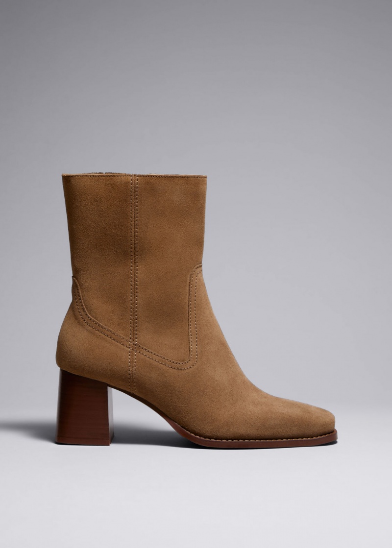 & Other Stories Classiche Pelle Ankle Boots Beige | NOS-SN114440