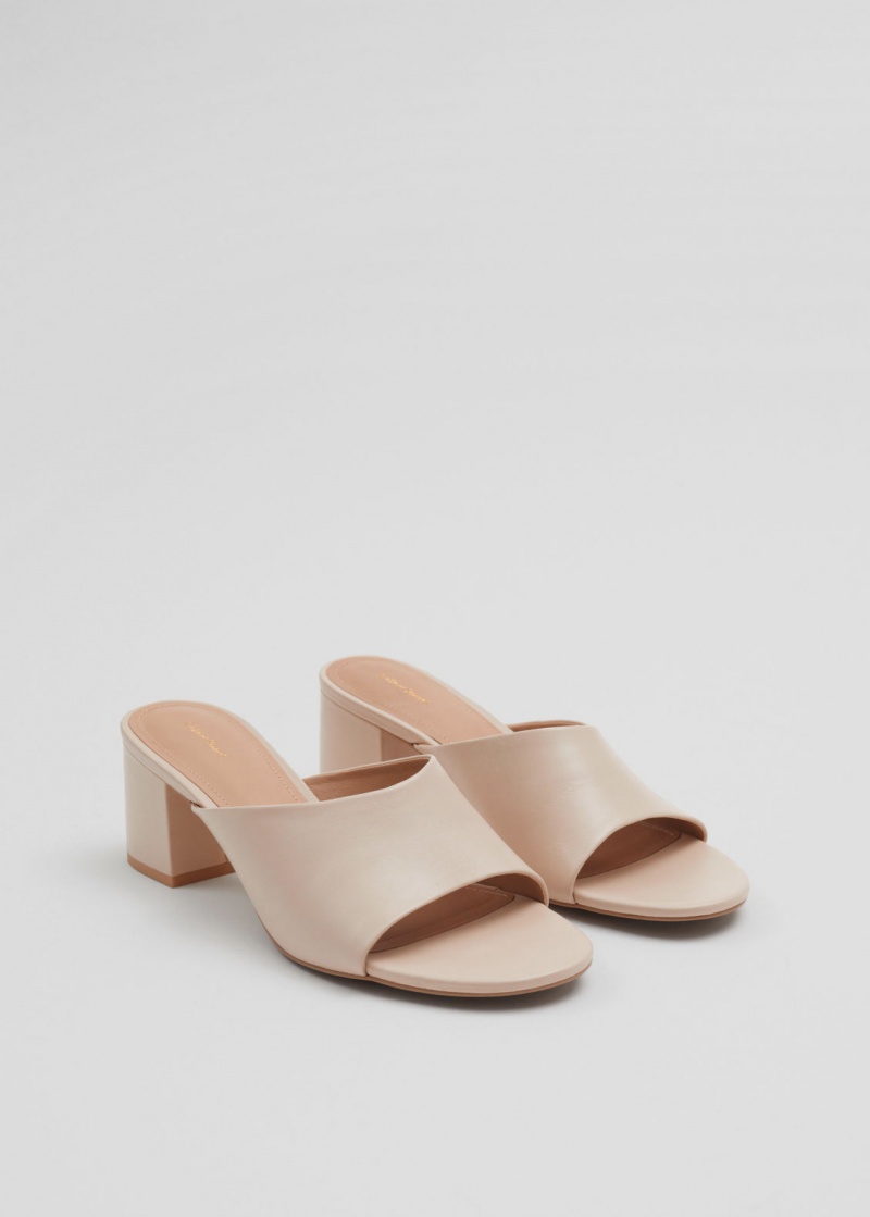 & Other Stories Classiche Pelle Mules Beige | NOS-SN114462