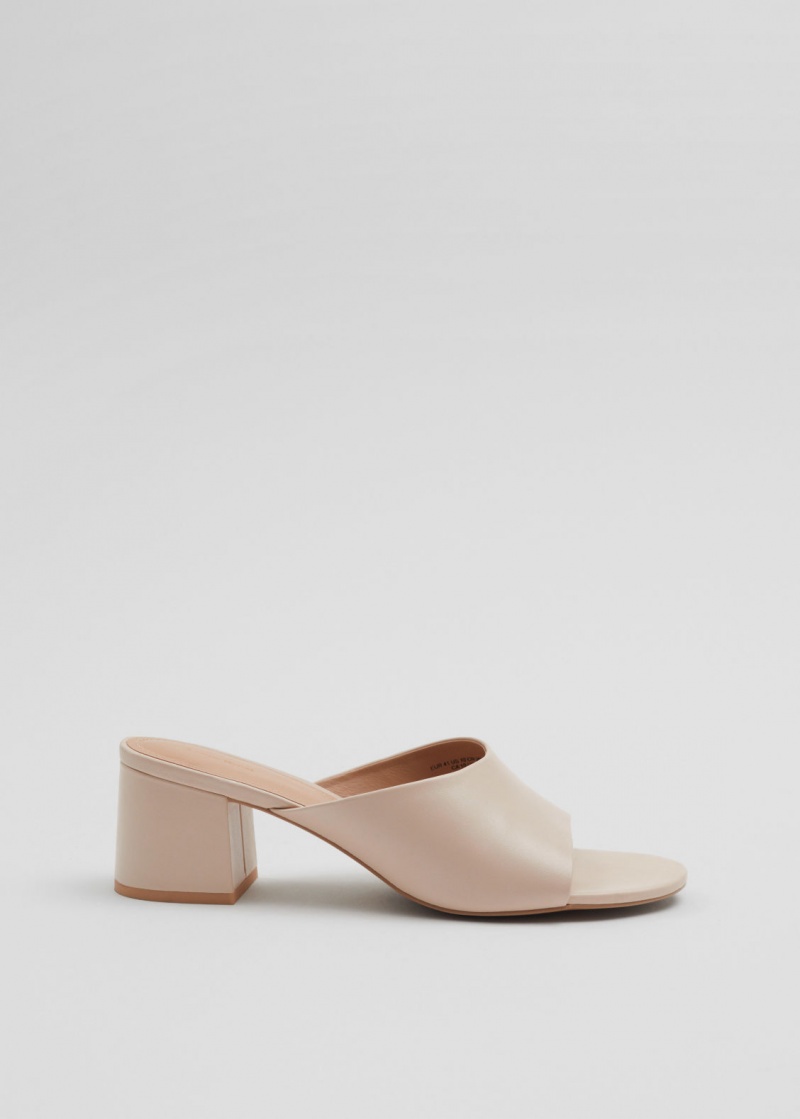 & Other Stories Classiche Pelle Mules Beige | NOS-SN114462