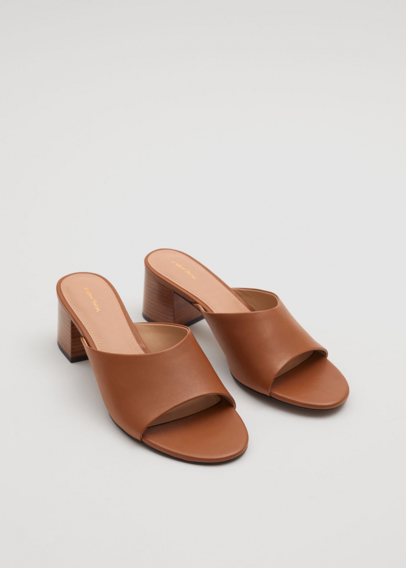 & Other Stories Classiche Pelle Mules Grigie Marroni | NOS-SN114451