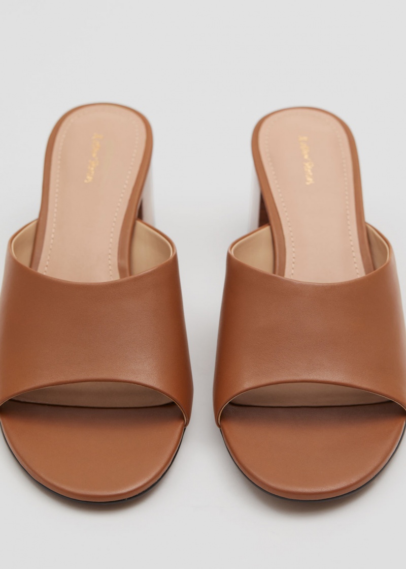 & Other Stories Classiche Pelle Mules Grigie Marroni | NOS-SN114451