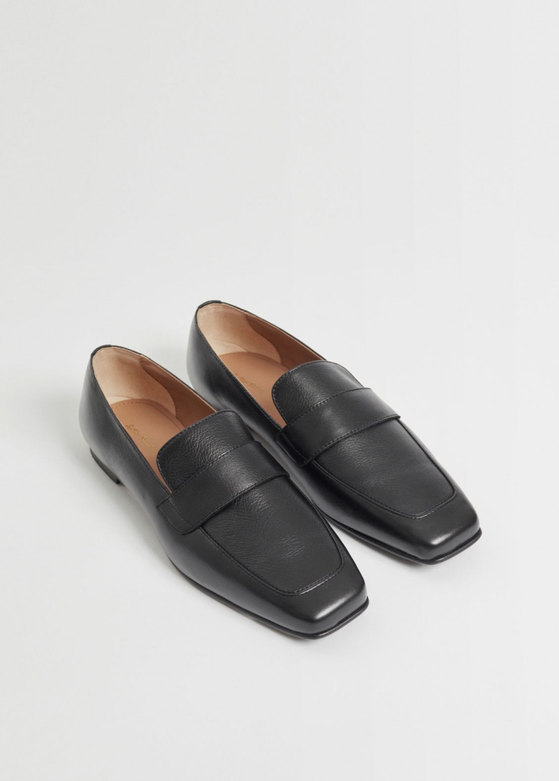 & Other Stories Classiche Slim Pelle Loafers Nere | NOS-SN114420