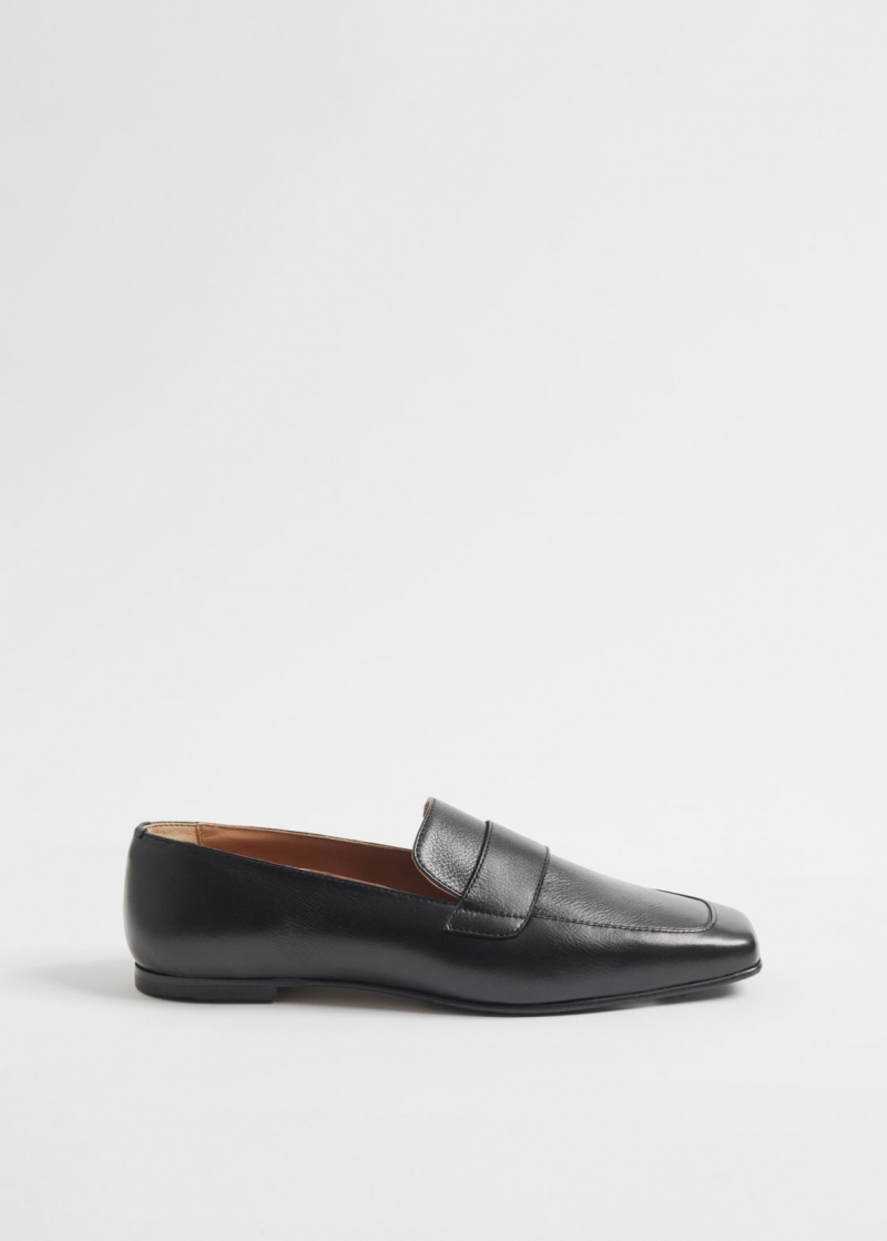 & Other Stories Classiche Slim Pelle Loafers Nere | NOS-SN114420