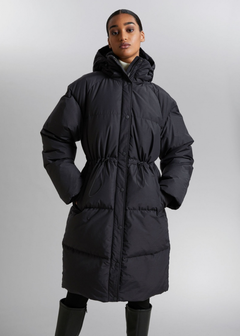 & Other Stories Con Cappuccio Down Puffer Coat Nere | NOS-SN113721