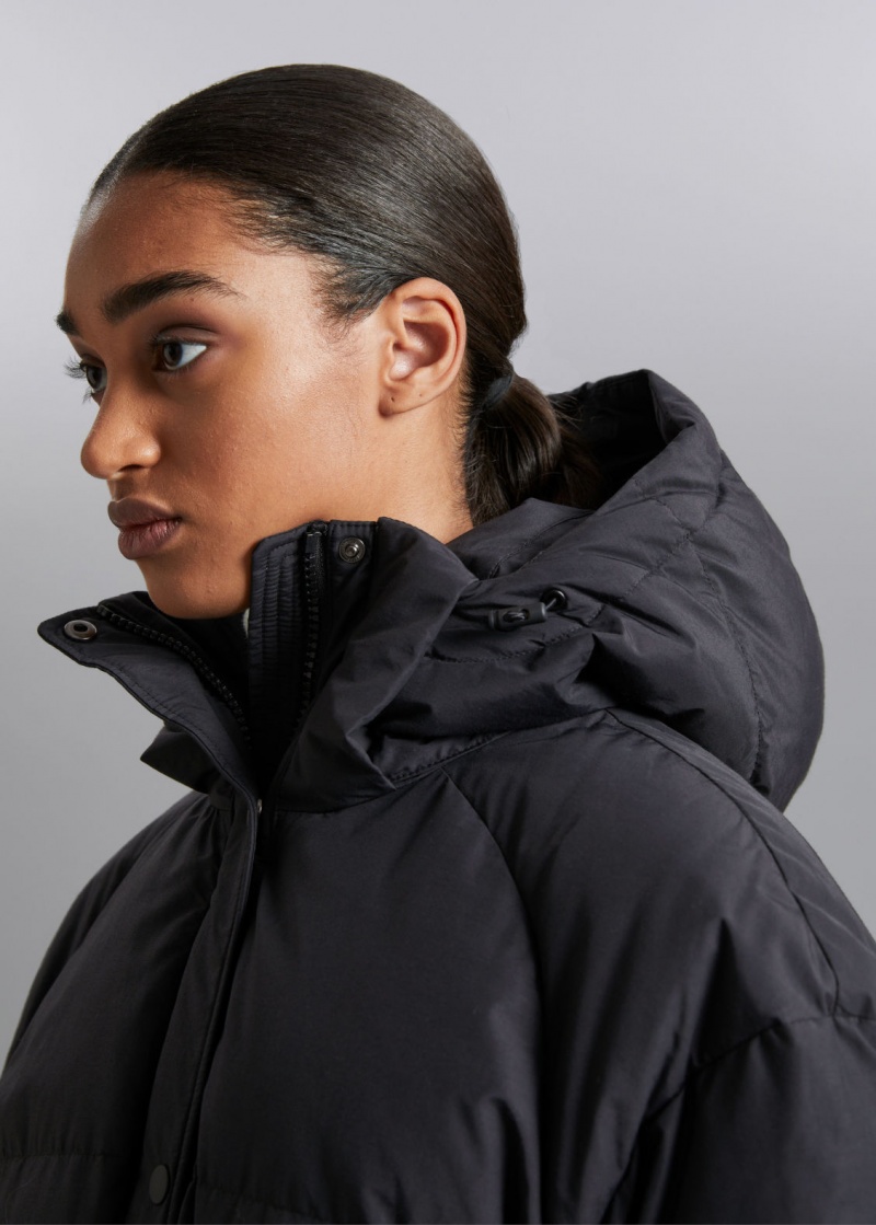 & Other Stories Con Cappuccio Down Puffer Coat Nere | NOS-SN113721