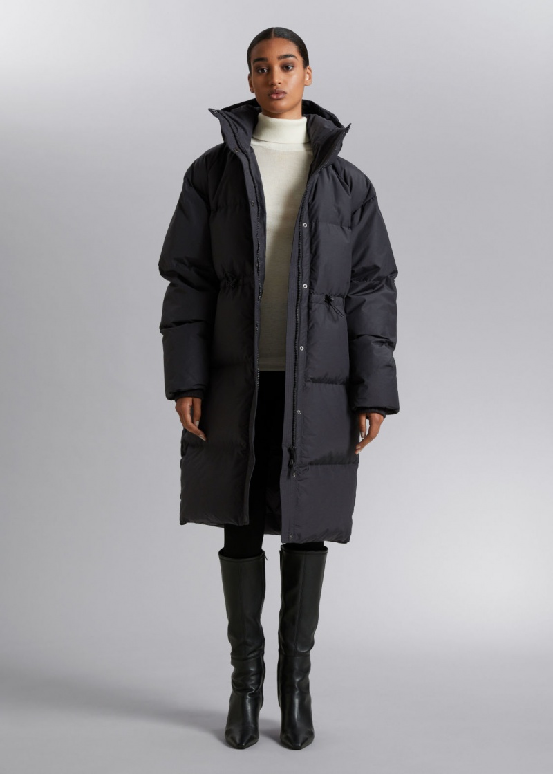 & Other Stories Con Cappuccio Down Puffer Coat Nere | NOS-SN113721