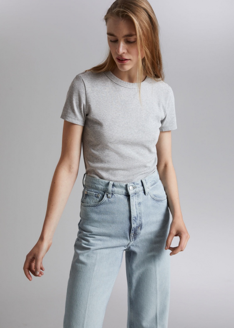 & Other Stories Costine Cropped T-Shirt Grigie Chiaro | NOS-SN113976