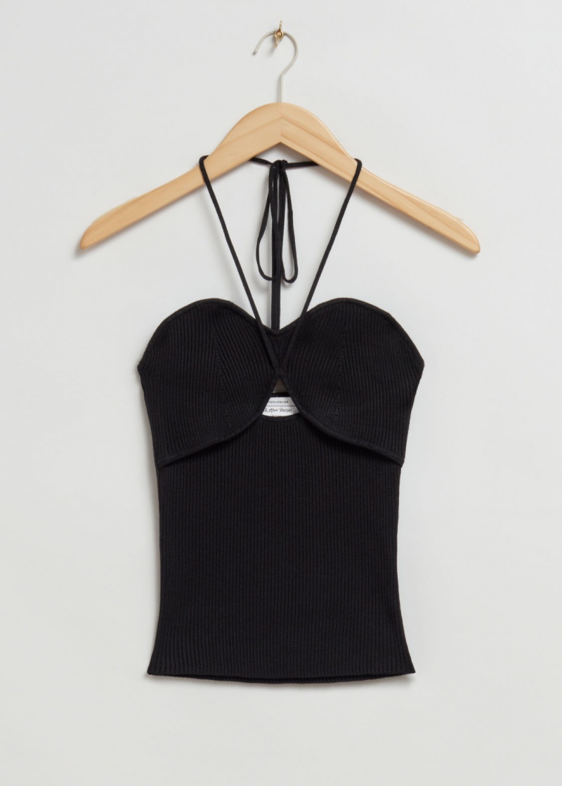 & Other Stories Costine Halterneck Bustier Top Nere | NOS-SN113553