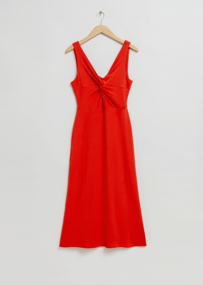 & Other Stories Costine Twist-Front Midi Vestito Rosse Chiaro | NOS-SN113294