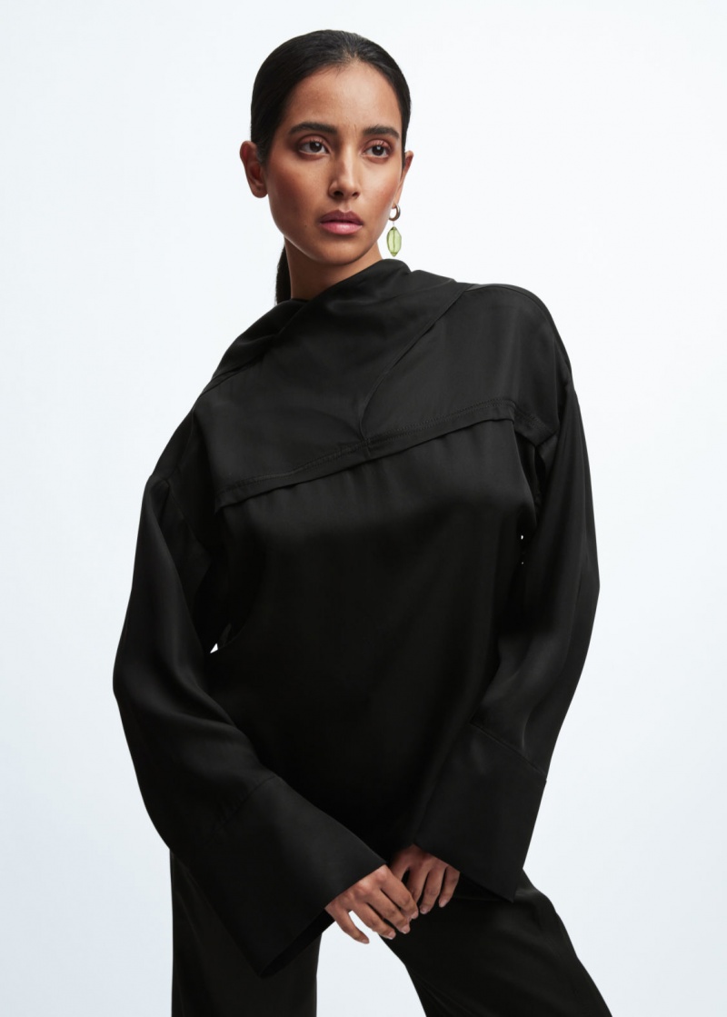 & Other Stories Cowl Neck Shirt Nere | NOS-SN113865