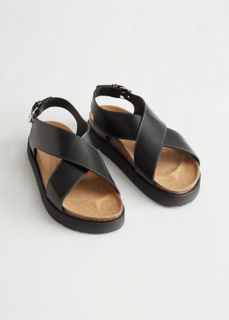 & Other Stories Criss-Cross Pelle Sandals Nere | NOS-SN114477