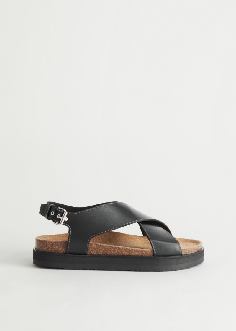 & Other Stories Criss-Cross Pelle Sandals Nere | NOS-SN114477