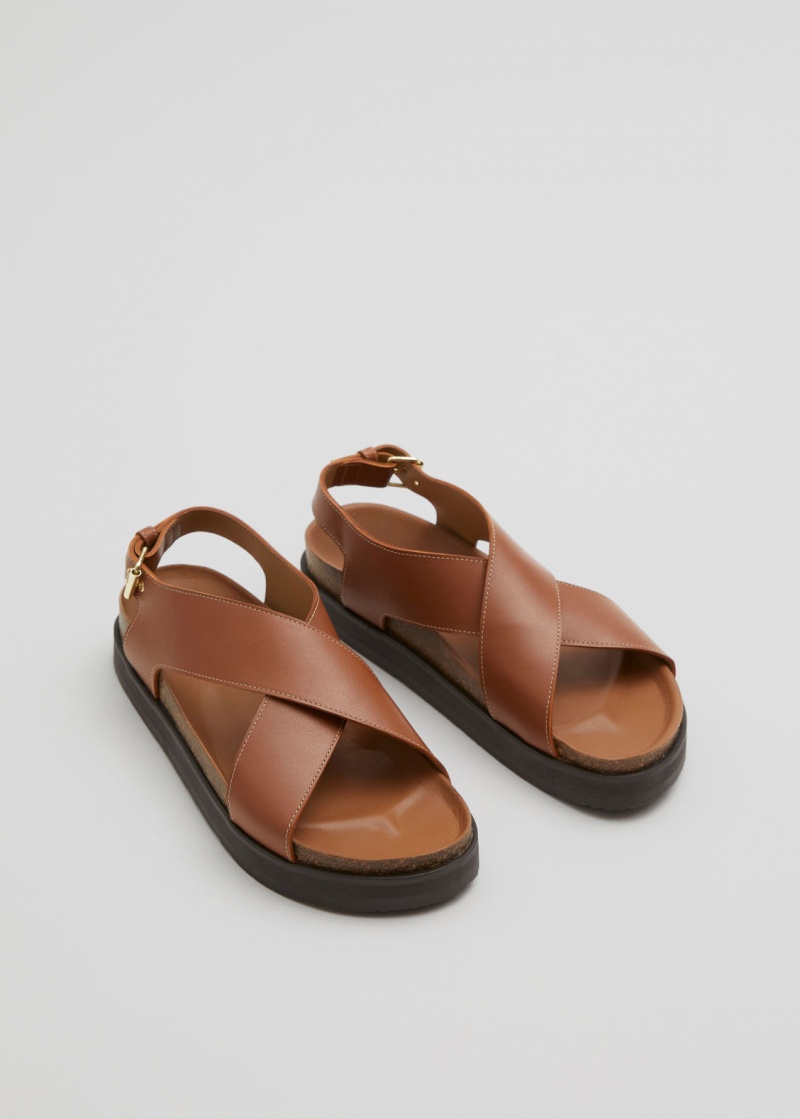 & Other Stories Criss-Cross Pelle Sandals Marroni | NOS-SN114500