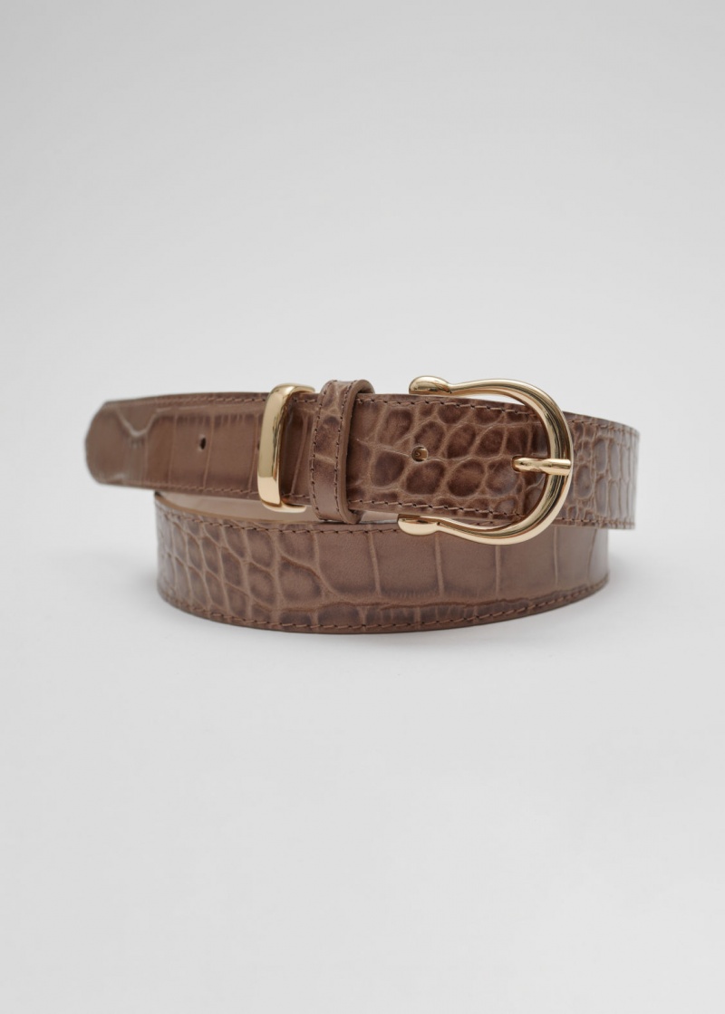 & Other Stories Croc Embossed Pelle Belt Marroni | NOS-SN114620