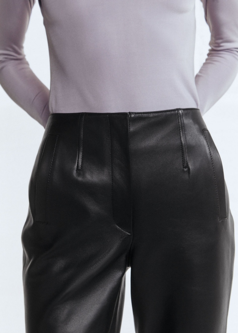 & Other Stories Cropped Pelle Trousers Nere | NOS-SN114290