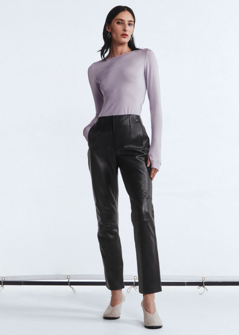 & Other Stories Cropped Pelle Trousers Nere | NOS-SN114290