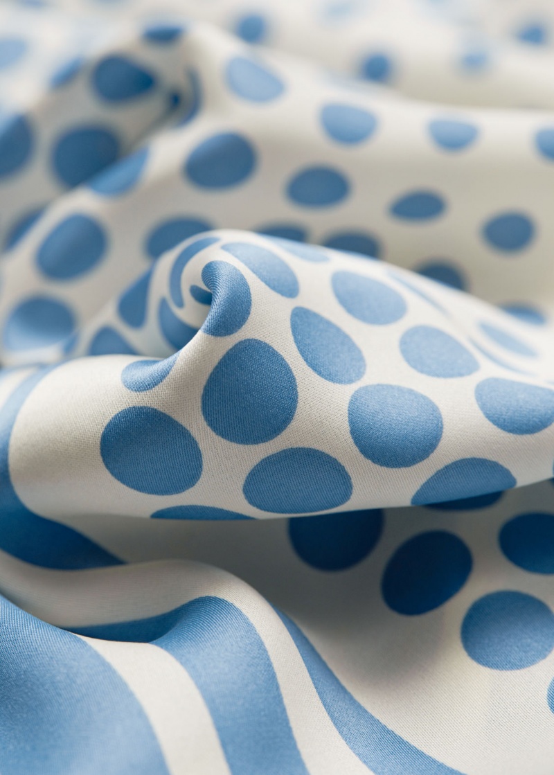 & Other Stories Dotted Square Scarf Blu | NOS-SN114652