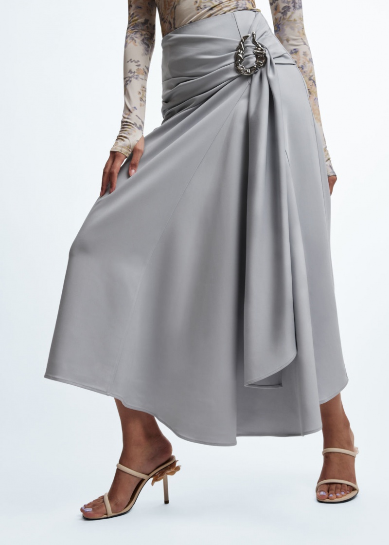 & Other Stories Draped Midi Skirt Grigie Chiaro | NOS-SN114183