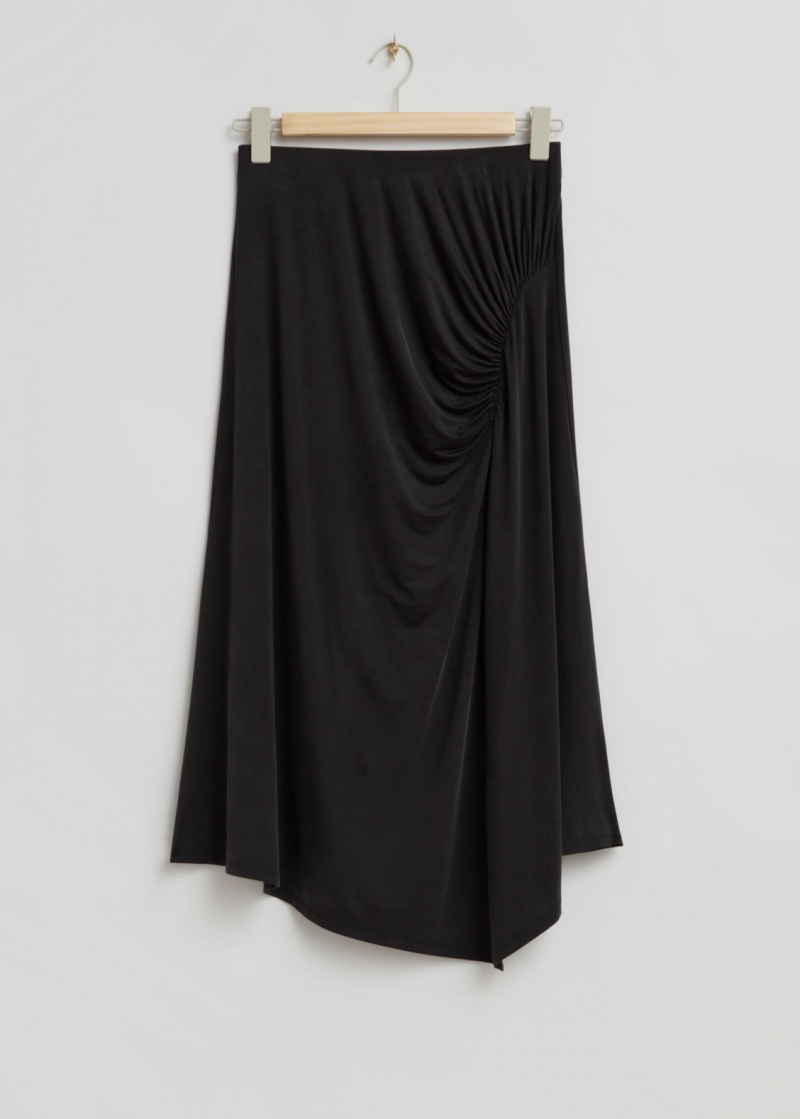 & Other Stories Draped Stretch-Jersey Midi Skirt Nere | NOS-SN114159