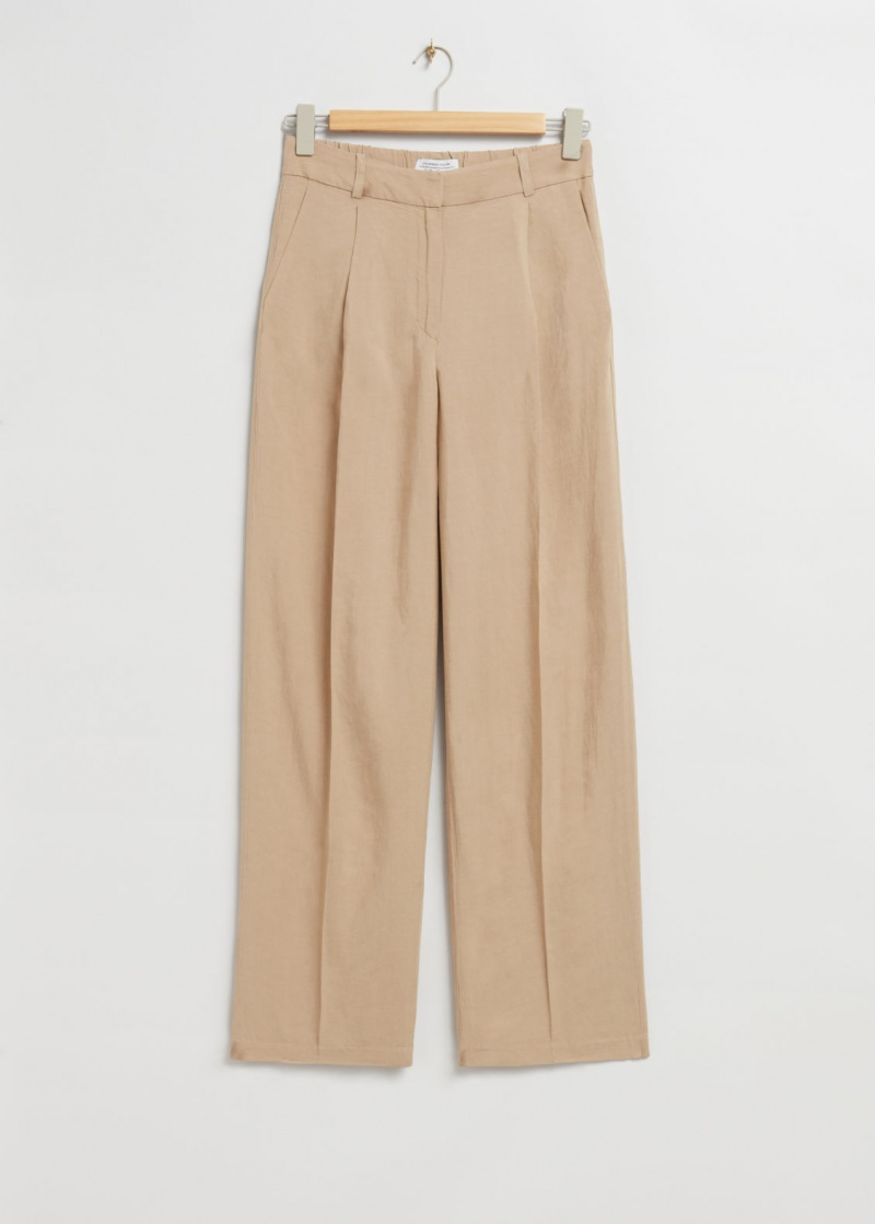 & Other Stories Dritto-Leg A Pieghe Trousers Beige | NOS-SN114255