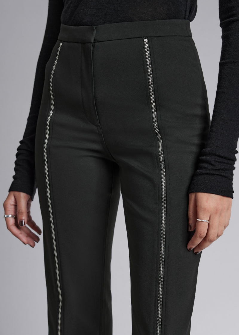 & Other Stories E Zip-Detailed Trousers Nere | NOS-SN114327