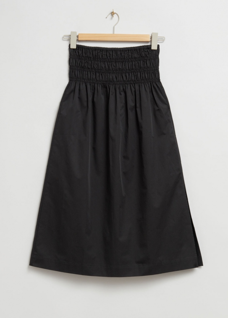 & Other Stories Elasticated High-Vita Midi Skirt Nere | NOS-SN114166