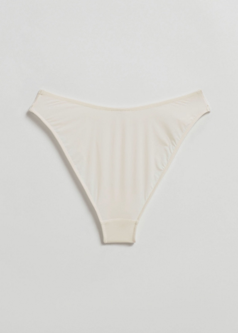 & Other Stories Embroidered Pizzo Briefs Crema | NOS-SN114392