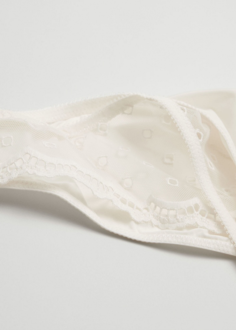 & Other Stories Embroidered Pizzo Briefs Crema | NOS-SN114392