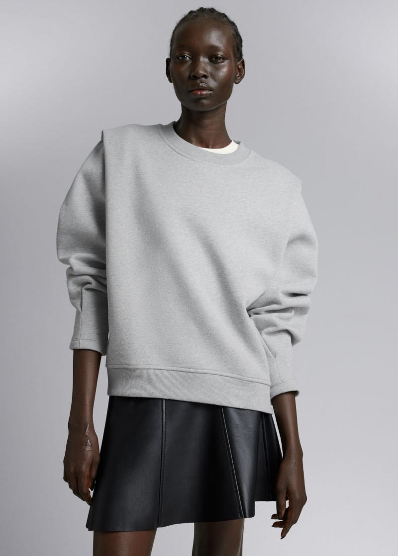 & Other Stories Fitted A Pieghe-Shoulder Sweatshirt Grigie | NOS-SN114102