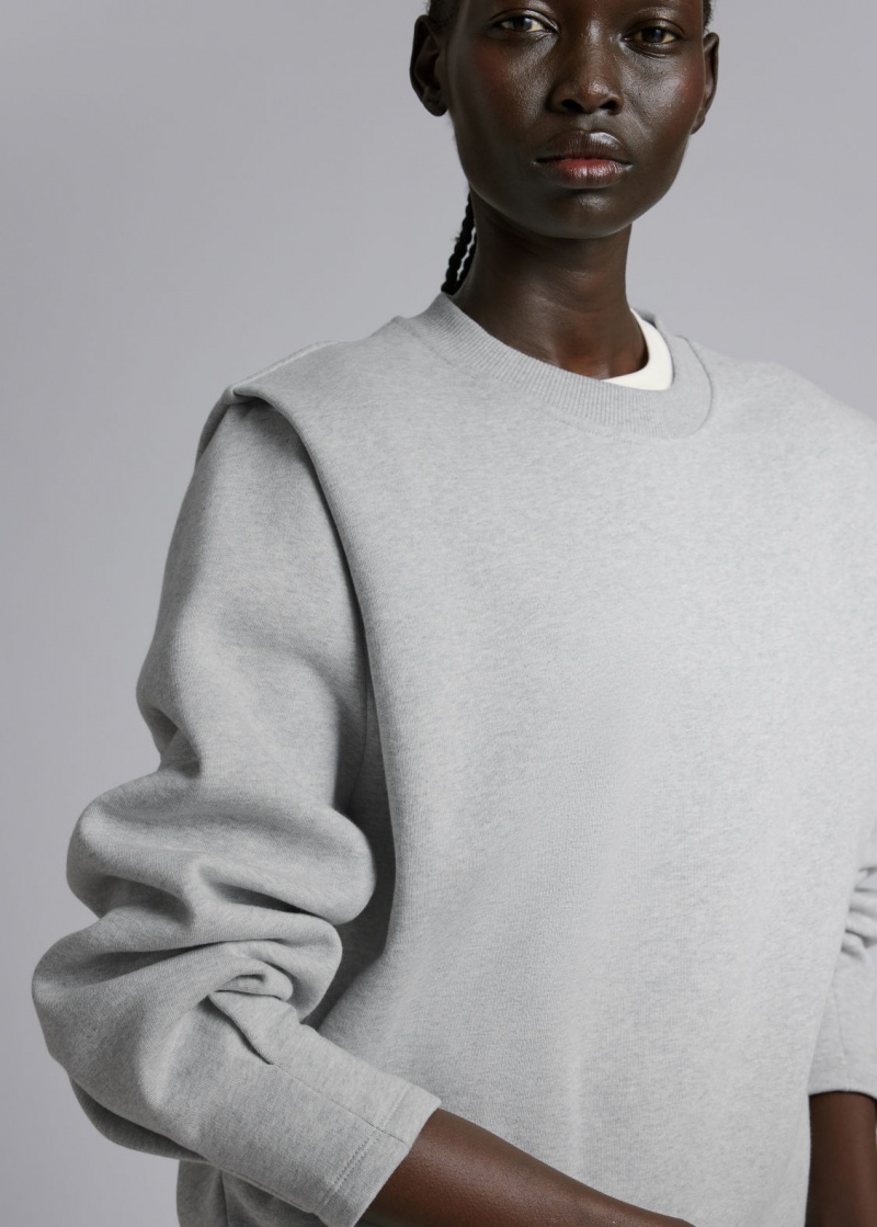 & Other Stories Fitted A Pieghe-Shoulder Sweatshirt Grigie | NOS-SN114102