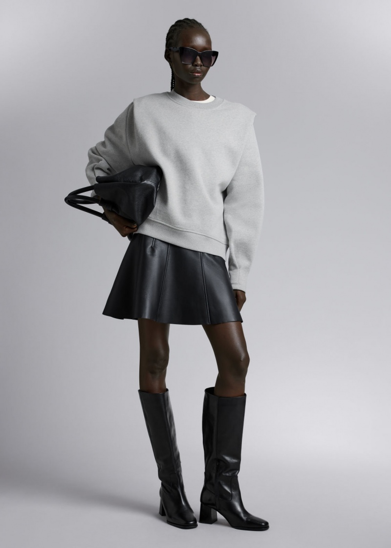 & Other Stories Fitted A Pieghe-Shoulder Sweatshirt Grigie | NOS-SN114102