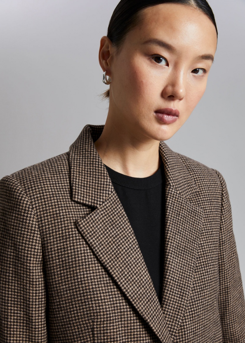 & Other Stories Fitted Checked Blazer Marroni | NOS-SN113734