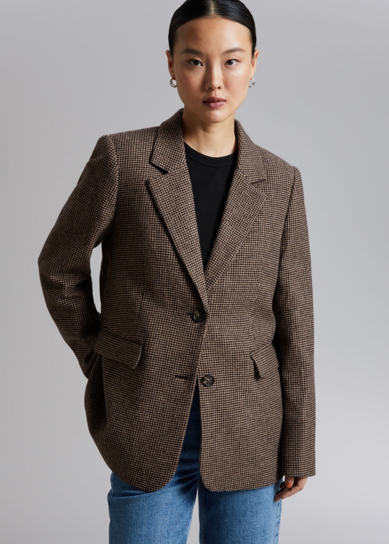 & Other Stories Fitted Checked Blazer Marroni | NOS-SN113734