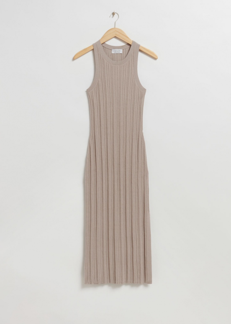 & Other Stories Fitted Midi Tank Vestito Beige | NOS-SN114769