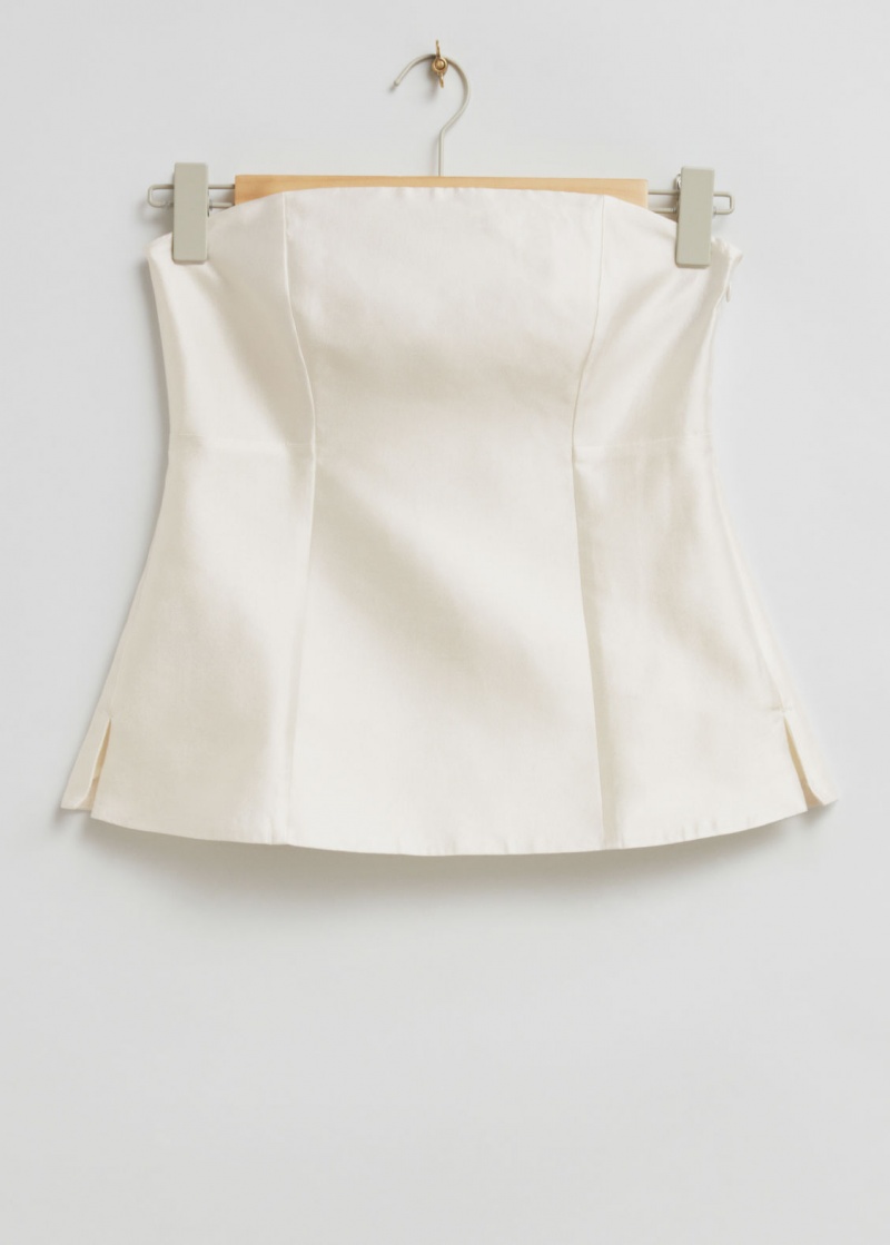 & Other Stories Fitted Mulberry Silk Tube Top Bianche | NOS-SN114076