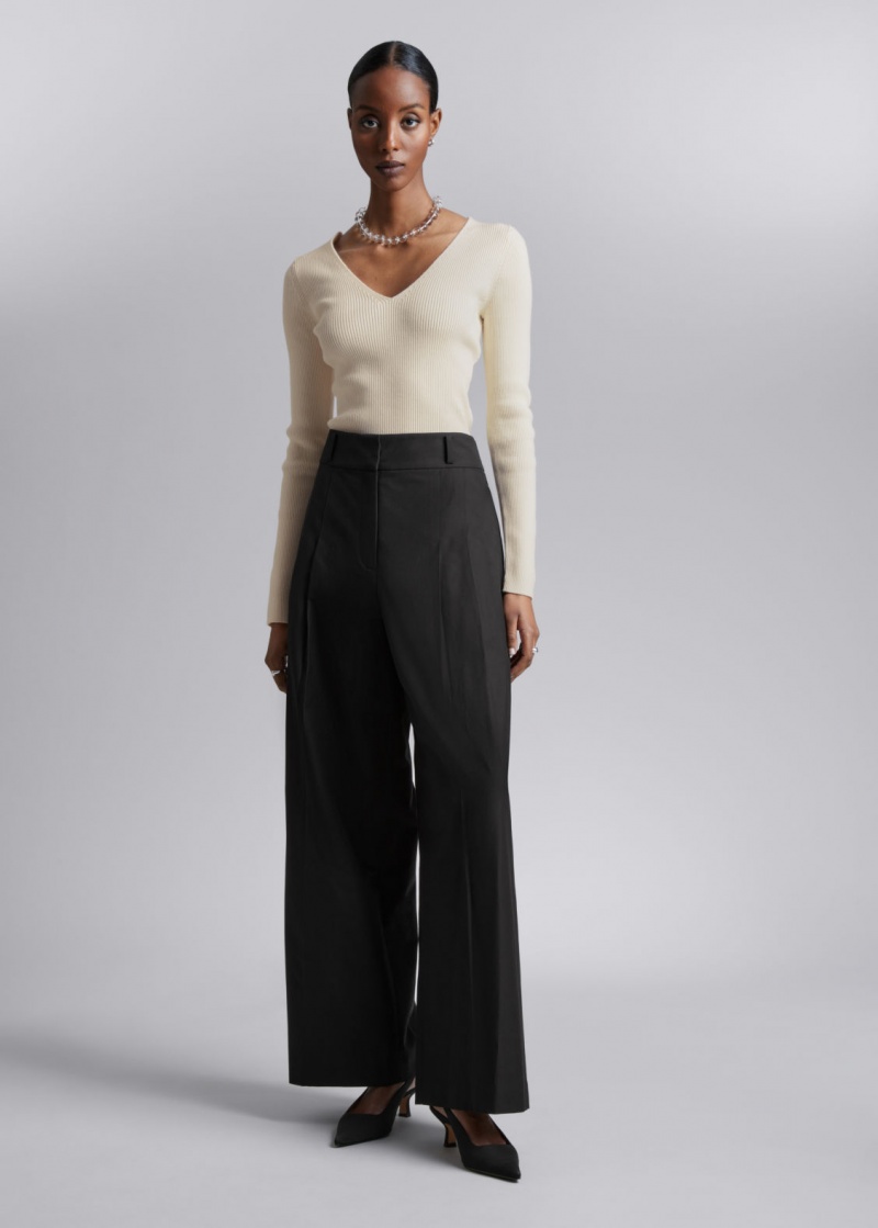 & Other Stories Fitted Rib-Knit Top Bianche | NOS-SN113700