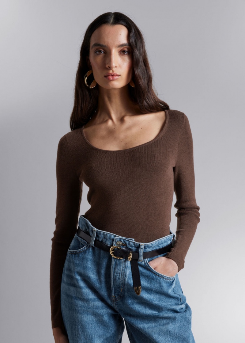 & Other Stories Fitted Scoop-Neck Top Marroni | NOS-SN113634