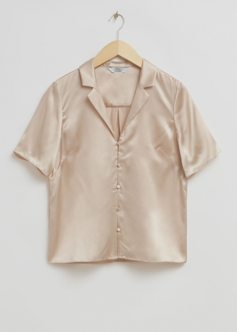 & Other Stories Fluid Silk Shirt Beige | NOS-SN113873