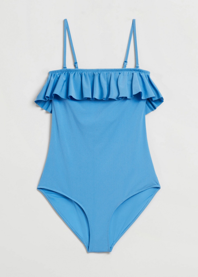 & Other Stories Frill Bandeau Swimsuit Blu | NOS-SN114736