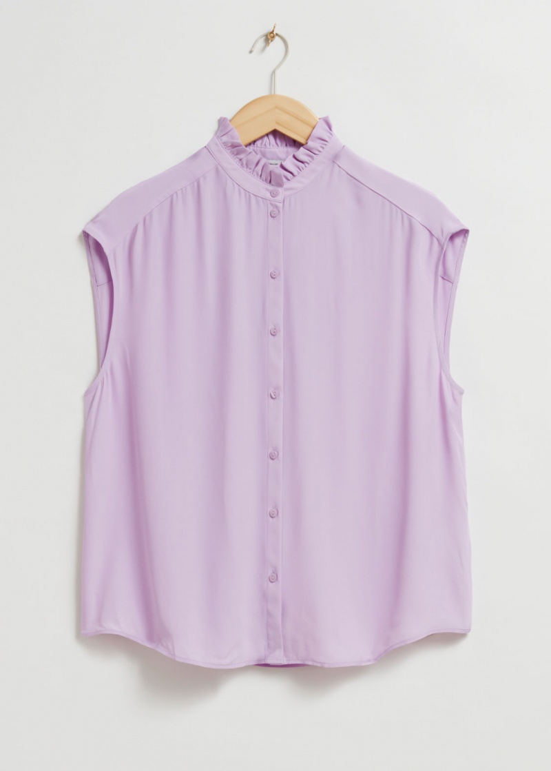 & Other Stories Frilled Collar Blouse Viola | NOS-SN113821