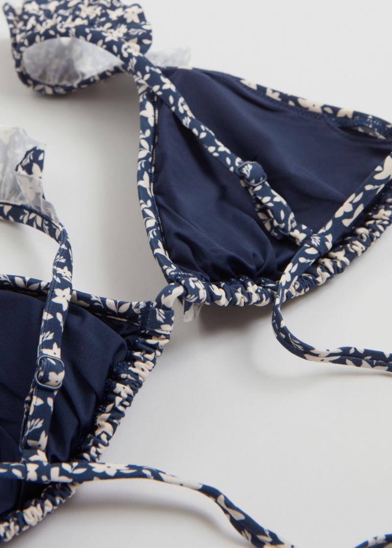 & Other Stories Frilled Triangle Bikini Top Blu Marino Blu | NOS-SN114762