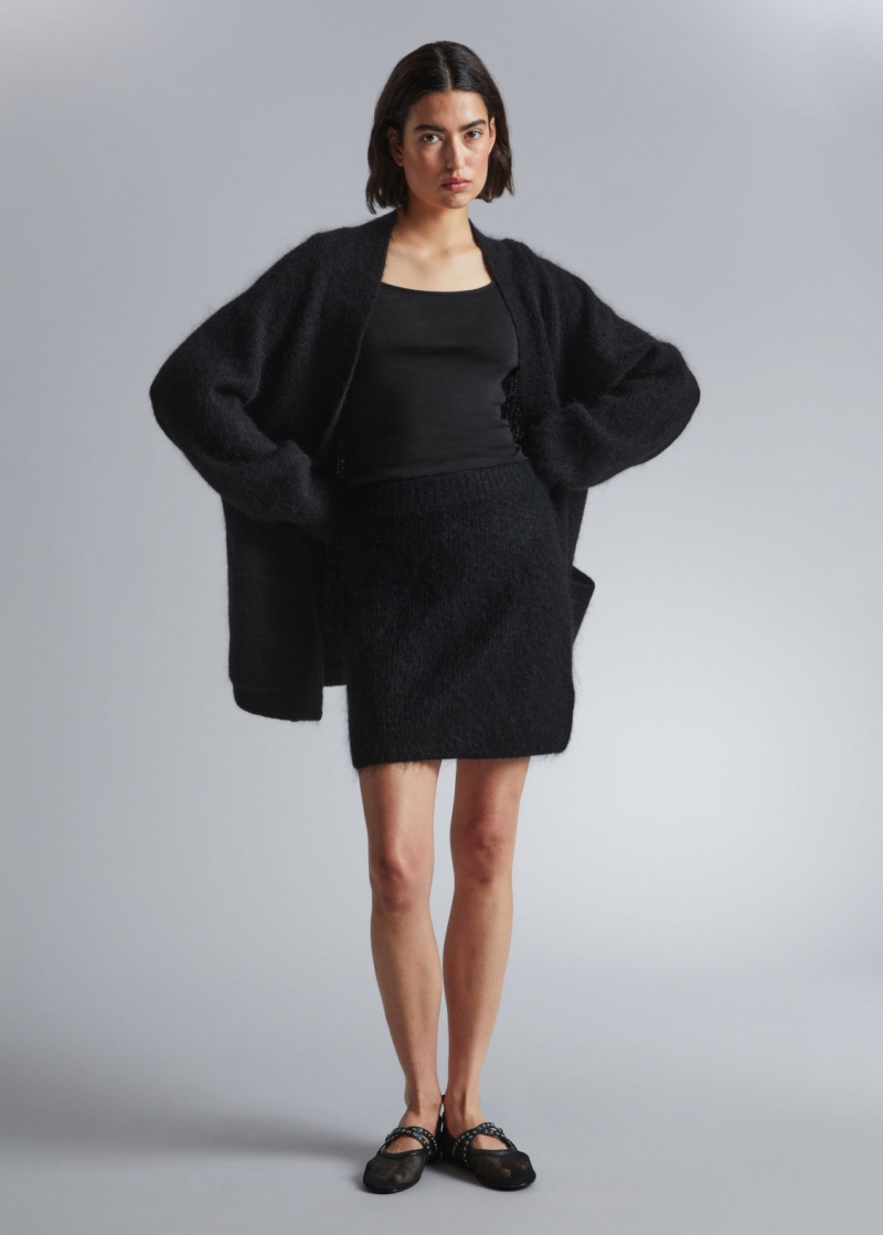 & Other Stories Fuzzy Knit Mini Skirt Nere | NOS-SN114174