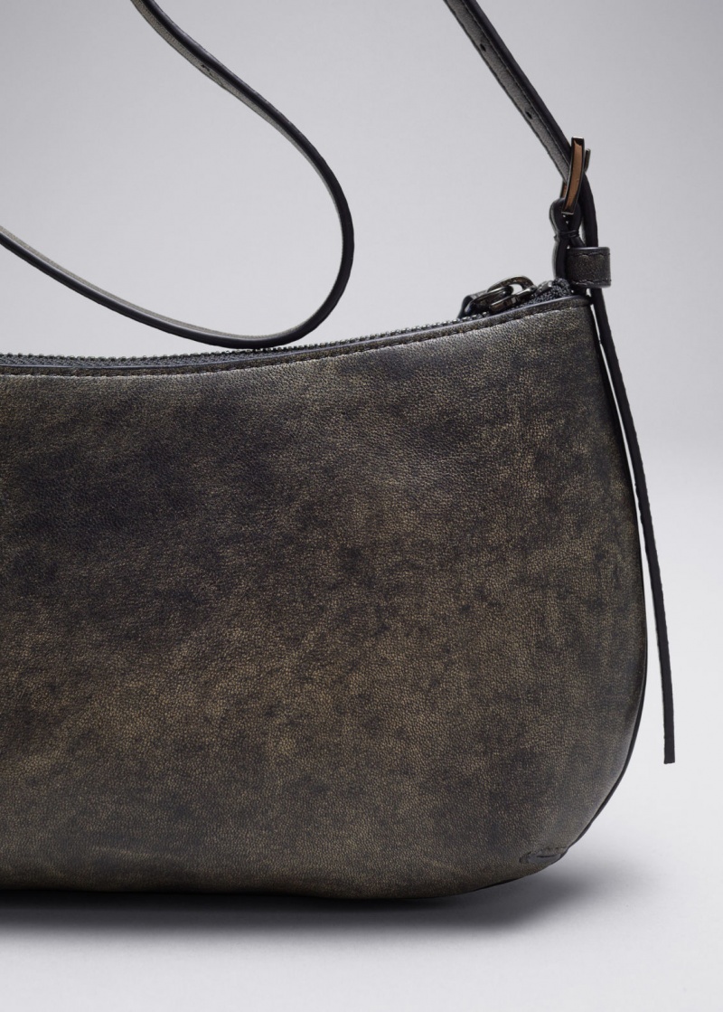 & Other Stories Glossed-Pelle Shoulder Bag Grigie | NOS-SN114537