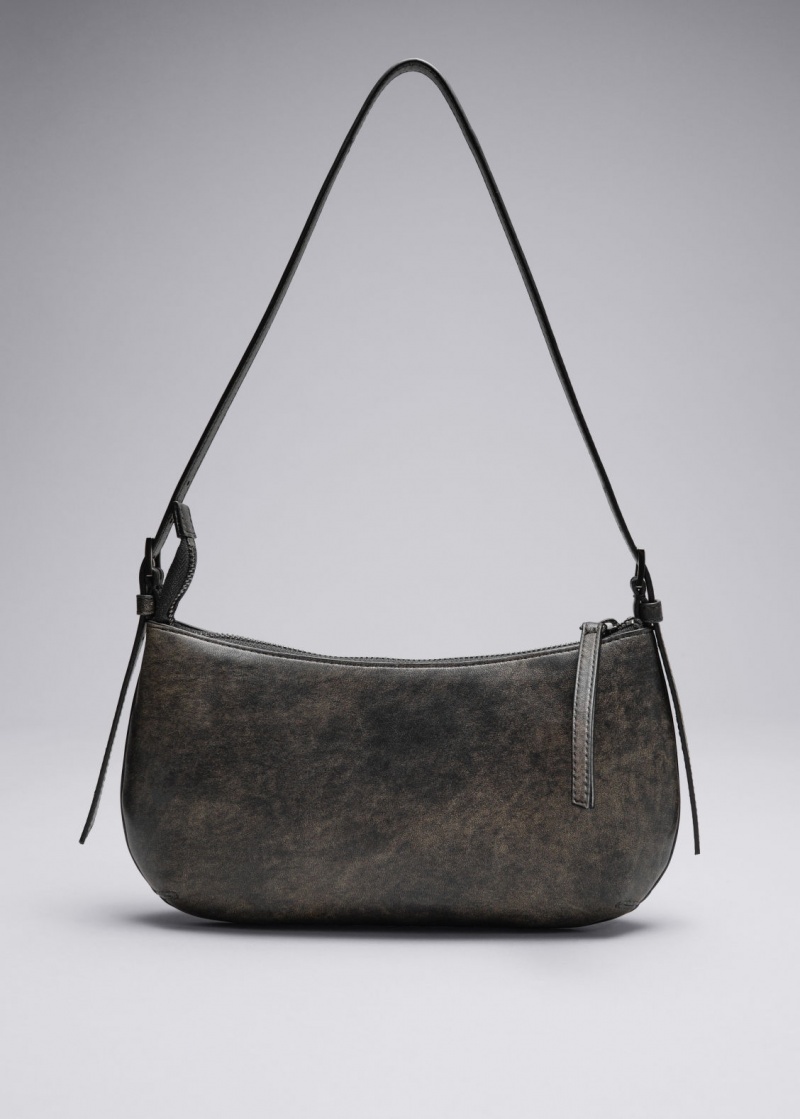 & Other Stories Glossed-Pelle Shoulder Bag Grigie | NOS-SN114537