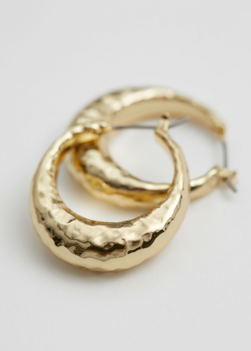 & Other Stories Hammered Hoop Earrings Oro | NOS-SN114678